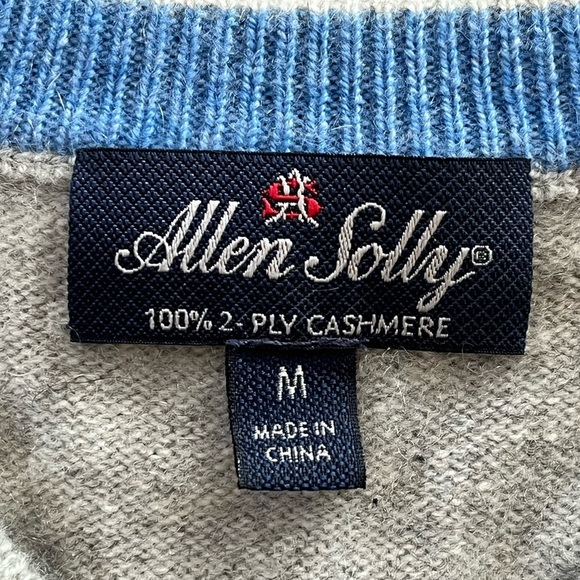 Allen Solly Men's 100% 2 Ply Cashmere Argyle V Neck Sweater M Preppy Academia - Picture 10 of 14